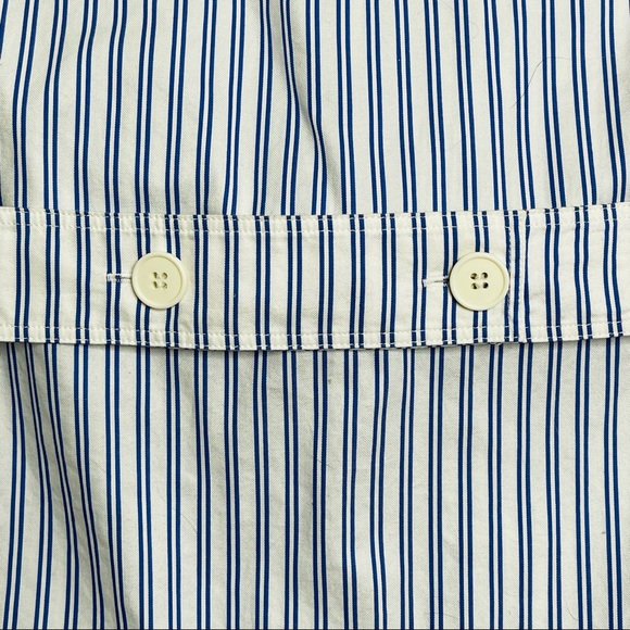 Helmut Lang Blue Striped Sleeveless Tie-Front Cotton Poplin Shirt Size Medium - Picture 8 of 13